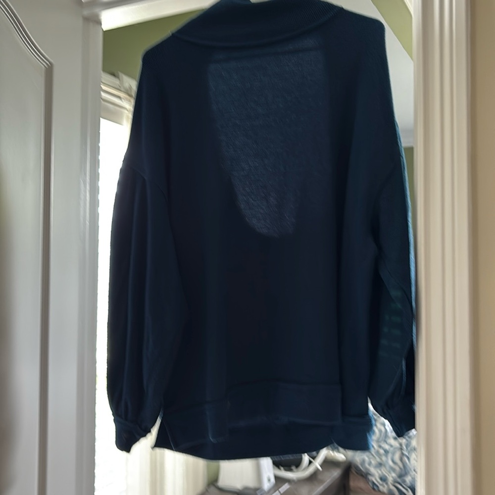 Free People We The Free Winnie Oversized Sweater Small Blue Open Back Balloon